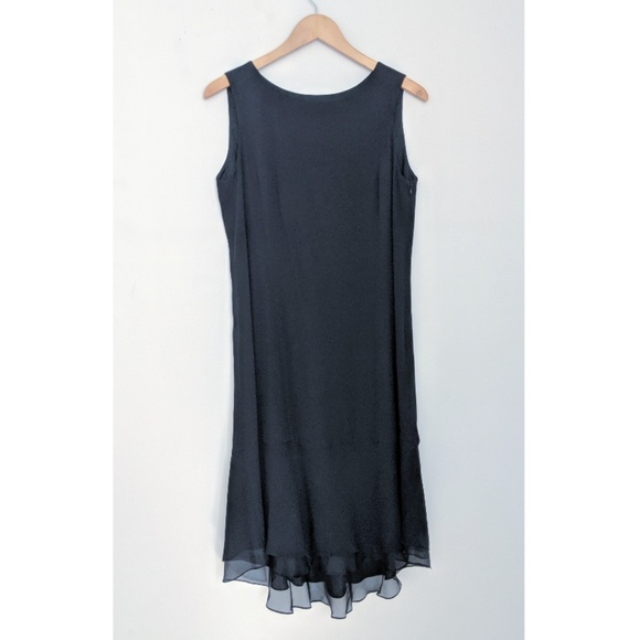 Garnet Hill Dresses & Skirts - Garnet Hill Black Silk Sleeveless Flutter Dress